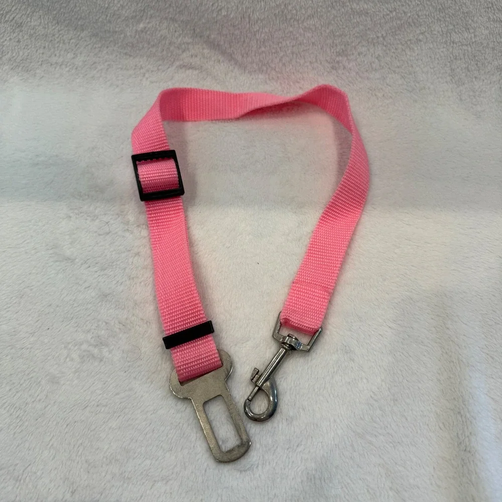 Pink Adjustable Dog Seat Belt Tether‎ Universal Car Safety Lead Travel Restraint